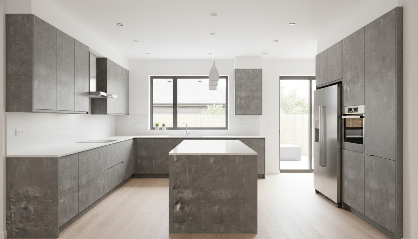 Concrete Vesuv Panel Kitchen Cabinets