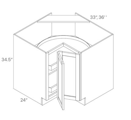 36 inch Walnut Ambassador Antik Panel Base Cabinets