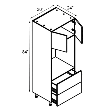 30 inch x 84 inch White Shaker Oven Cabinet