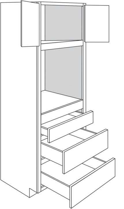 33 inch x 84 inch White Shaker Oven Cabinet