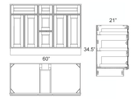 60 inch Gray Shaker Vanity With Sink Cabinet