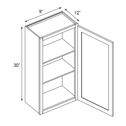 9 inch x 30 inch Taormina Ash Vogue Panel Wall Cabinets