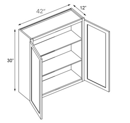42 inch x 30 inch Taormina Ash Vogue Panel Wall Cabinets