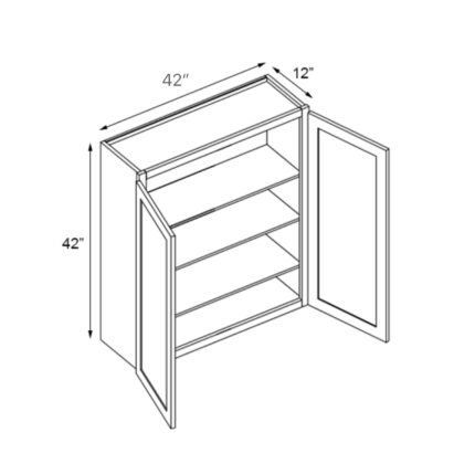 42 inch x 42 inch Taormina Ash Vogue Panel Wall Cabinets