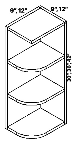 9 inch x 42 inch Taormina Ash Vogue Panel Wall Cabinets