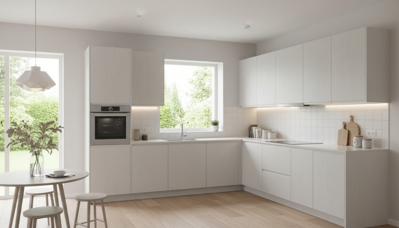 White Spruce Panel Kitchen Cabinets