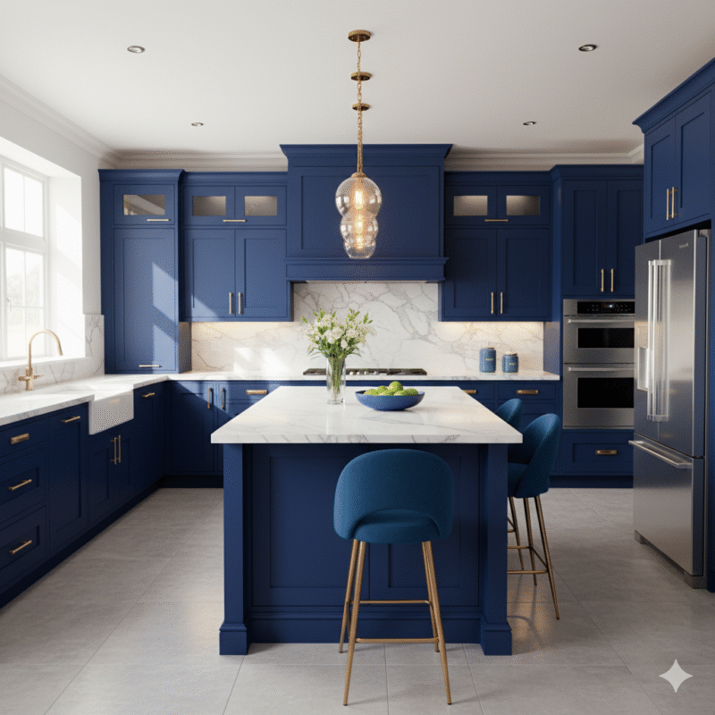 Blue Shaker Kitchen Cabinets